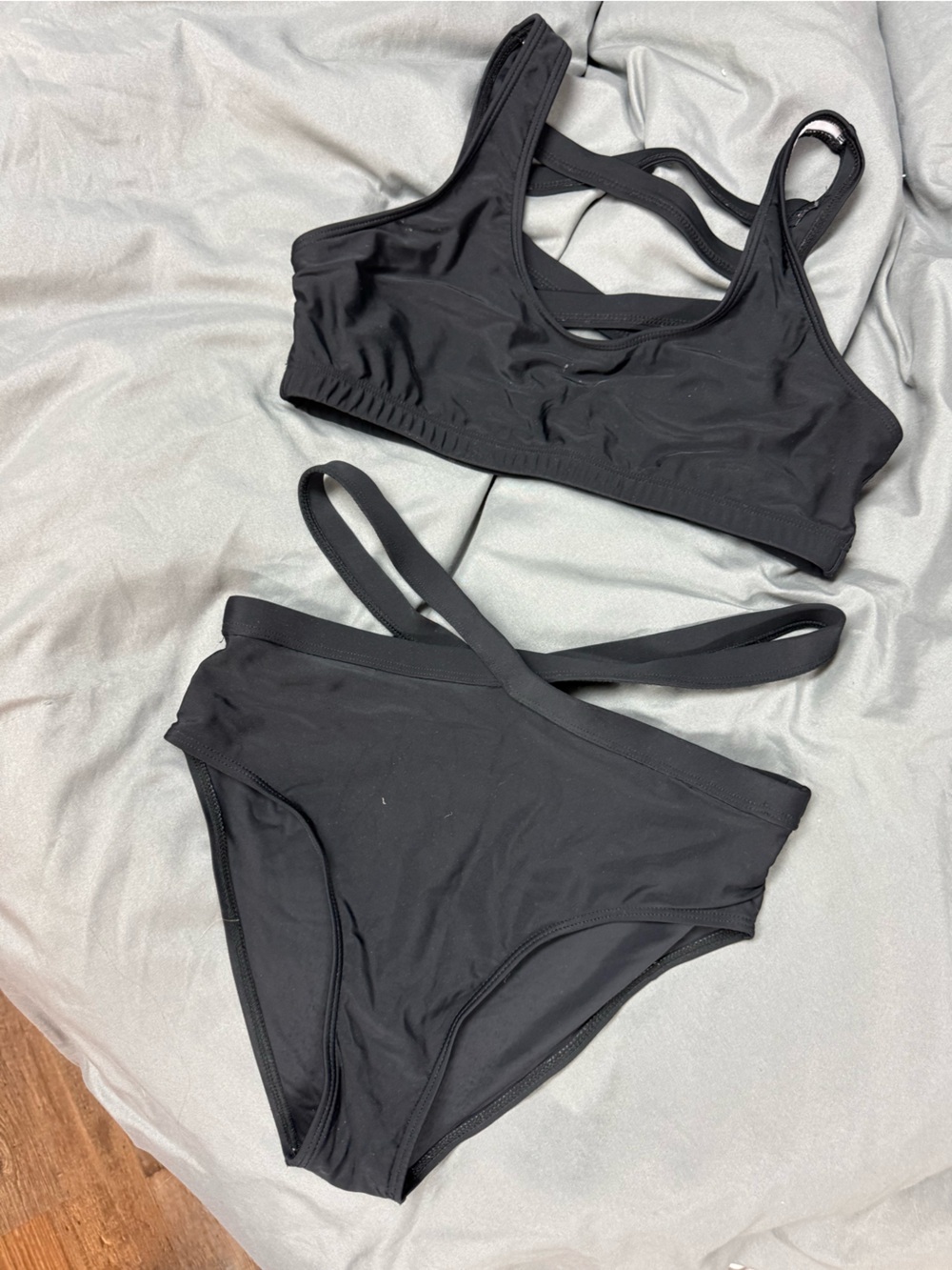 SHEIN Black Two-Piece Strappy Swim Set